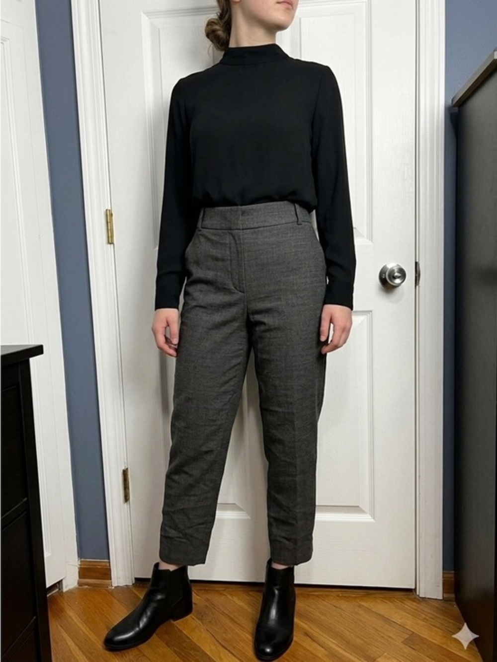 J. Crew Minnie Women’s 6 Dark Gray Straight Leg Trouser Dress Pants Zip Wool S
